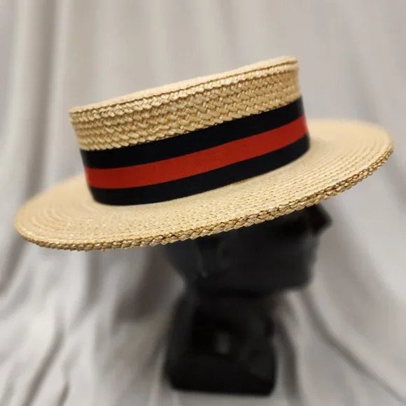Boater Hat / Italian Straw / Skimmer Hat